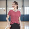跃牌【瑜见伽人系列】夏季健身衣交叠下摆修身宽松圆领短袖女运动罩衫YT3106 商品缩略图2