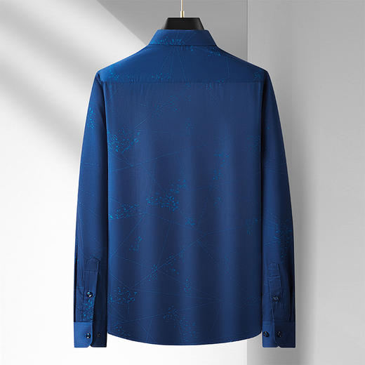 【新款DM】大依优型大码花纹长袖衬衫男宽松加肥加大码男士休闲商务衬衣上衣胖子 商品图3