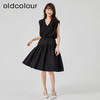 oldcolour2023夏季新款纯色气质高级无袖V领收腰连衣裙O22104445 商品缩略图3