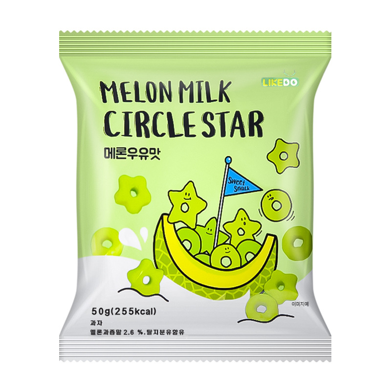 韩国涞可五角星甜甜圈网红膨化哈密瓜牛奶味50g
