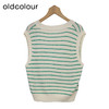 oldcolour条纹背心春季新款V领直筒百搭马甲小坎肩女GP11051609 商品缩略图1