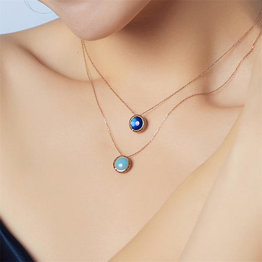 【积分抵值】时光印记-时光绚彩项链 双面佩戴珐琅彩玫瑰色18k金套链项链女士礼物MEMORA诗普琳DN0596 商品图2