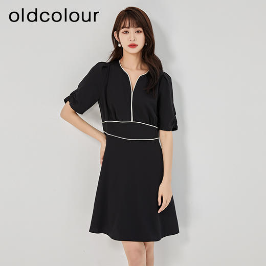 oldcolour2023夏季新款法式优雅小个子高腰短款连衣裙O22101456 商品图3