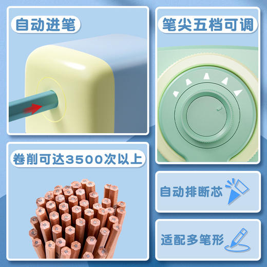 【Deli/得力 手摇卷笔刀】手摇削笔，自动进铅；五档可调，彩色可选。得力卷笔刀，安全省心；不卡笔芯，随时备用。必备良品！ 商品图2