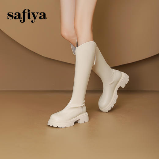 Safiya/索菲娅2024冬 小个子增高厚底粗跟不过膝显瘦高筒骑士靴  SF44117018 商品图4