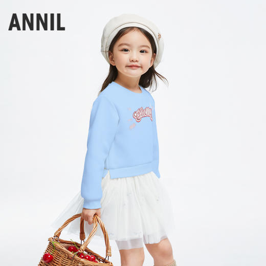 女童针织拼纱连衣裙保暖长袖安奈儿童装实体店同款XG433672 商品图1