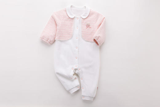 拉比-童衣类（秋）H4森语花边假两件连体衣粉(PH) 商品图1