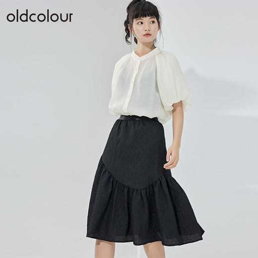 oldcolour2022夏季新品白色百搭设计感宽松通勤气质短袖衬衫女 商品图2