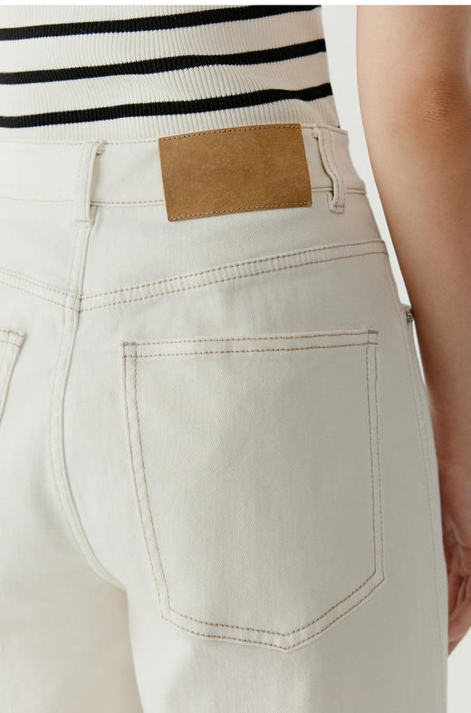 超弹斜纹阔腿牛仔裤 土壤牛仔系列宽松阔腿裤 欧洲进口环保牛仔 高腰深裆微及地版型 修饰各种腿型 原浆本白色 百搭不挑人 商品图2