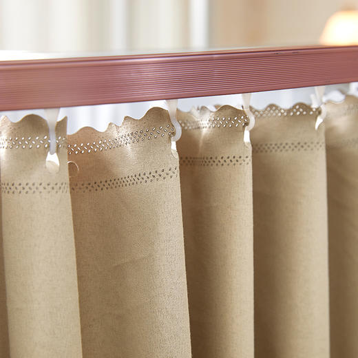 自然醒双导轨强遮光非涂层静电植绒环保透气床帘款学生蚊帐奶油风上铺床帘大学生寝室下铺遮挡窗帘蚊帐HH 商品图10