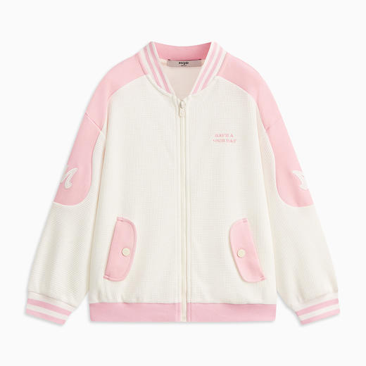 【MQD】童装女童外套春秋新款软糯华夫格学院风儿童棒球服外套 商品图1