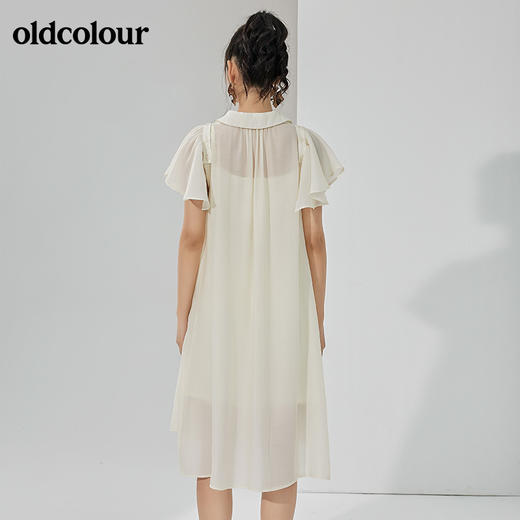 oldcolour2022夏季新品纯色通勤休闲气质衬衫连衣裙 商品图1