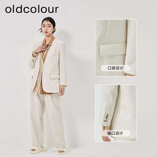 oldcolour2023春新款高级气质职业通勤无领西装外套女HO14048426 商品图1