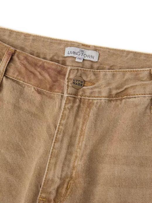 LIVINGTOWN/LT破洞泥染伐木微喇牛仔裤 商品图3