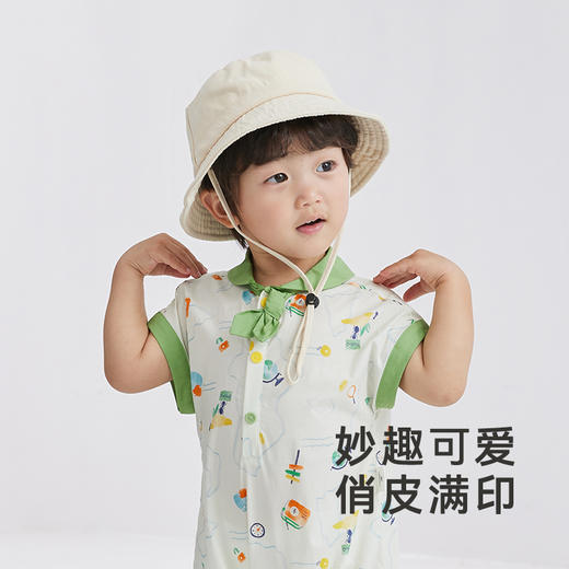 英氏【速干连体衣】夏季透气宝宝连体衣爬服休闲吸湿速干蛤衣 商品图1