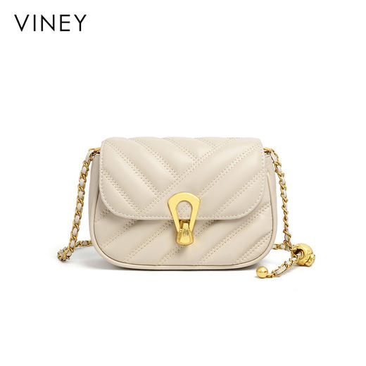 菱格小方包 | VINEY含牛皮时尚百搭高级感单肩斜挎包精致优雅小金球女包4426 商品图9