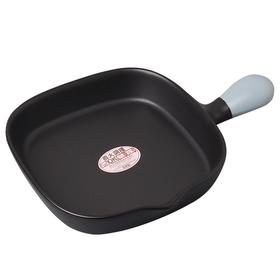 万古烧方形方形单柄陶锅土锅平底锅煎烤盘（可明火）