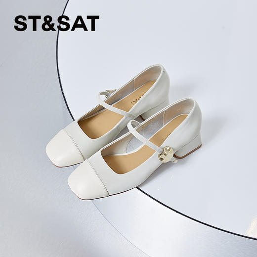 星期六清冷感简约粗跟一字扣玛丽珍SSC2111E4Y 商品图4