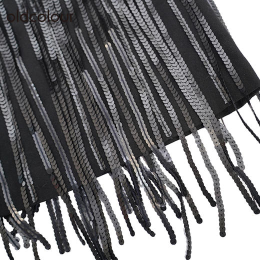 oldcolour亮片短裙冬季新款黑色复古高腰包臀半身裙女O41061154 商品图4