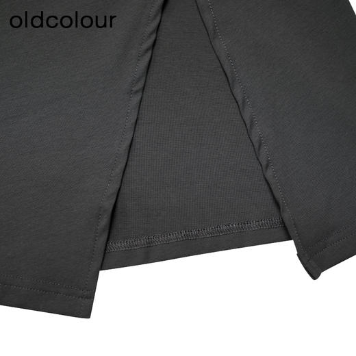 oldcolour秋季新款美式复古撞色开叉显瘦连帽卫衣长裙女P381003A1 商品图4