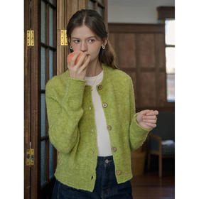 SimpleRetro云朵肉松 羊毛圈圈纱针织开衫女春秋慵懒风毛衣外套