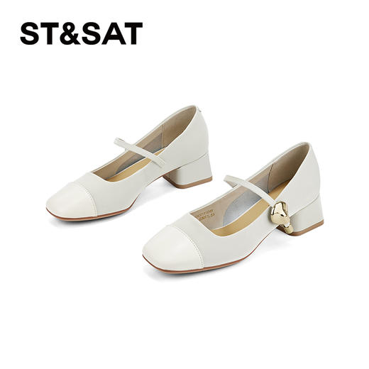 星期六清冷感简约粗跟一字扣玛丽珍SSC2111E4Y 商品图14