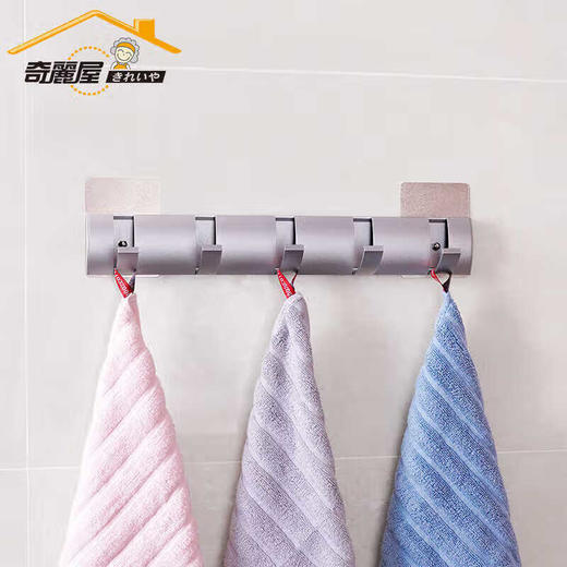 奇丽屋无铝伦比隐藏式五钩架浴室卧室门后帽子毛巾免打孔 商品图0