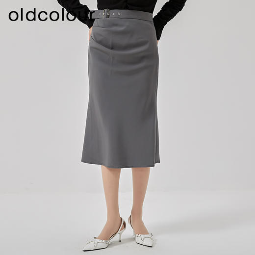 oldcolour2023春季新款灰色高腰包臀职场通勤半身裙女HO14063420 商品图0