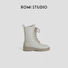 ROMI STUDIO“率性自我”牛反绒拼羊皮系带厚底高筒马丁靴 24SSS114 商品缩略图1