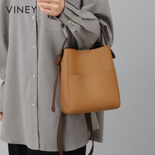 水桶包 | VINEY牛皮腋下斜跨单肩包大容量高级感包包女小众手提包6646 商品图4