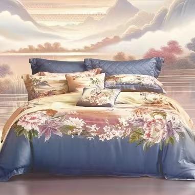 【6F】富安娜国绣独幅床单四件\国色系列·山海同辉 橙色 商品图0