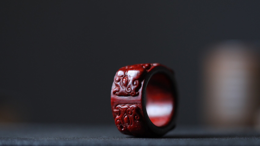 【青山特惠】小叶紫檀镇守四方扳指 吊坠 s32