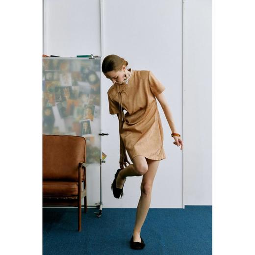 【包邮发顺丰】61950 洛诗琳高品质天丝提花新中式收褶连衣裙TKK0061 商品图2