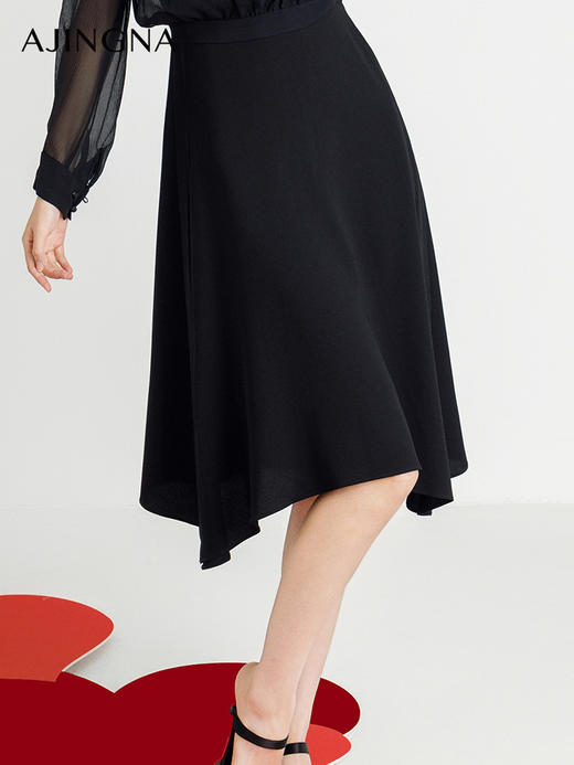 【商场同款】阿菁娜2024秋季新款圆领收腰A字摆连衣裙A29Q112068 商品图4