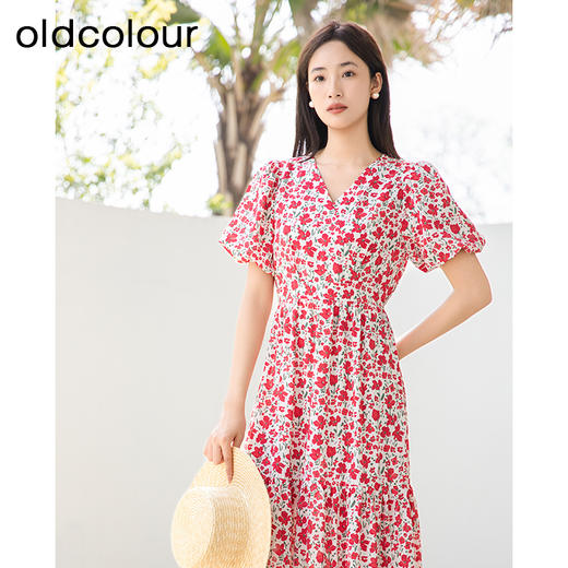 oldcolour夏季新款法式碎花连衣裙女高级感气质显瘦GP21101733 商品图3