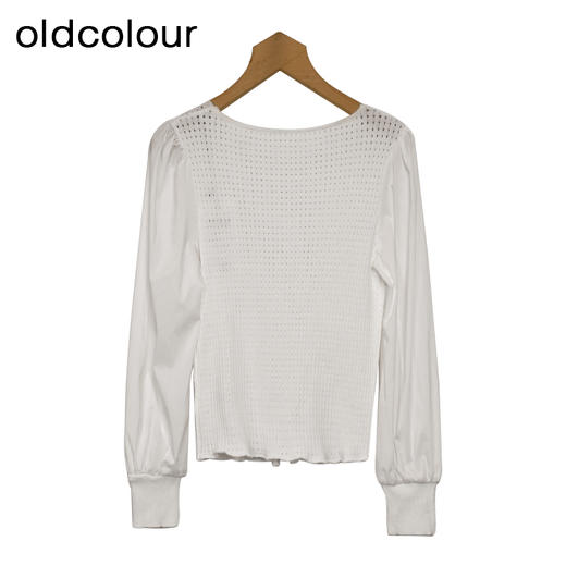 oldcolour白色套头衫春季新款百搭气质圆领长袖上衣女DP11052656 商品图1