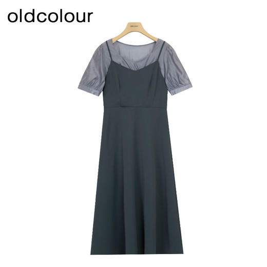 oldcolour夏季新款假两件拼接连衣裙女法式设计感裙子P22101297 商品图2