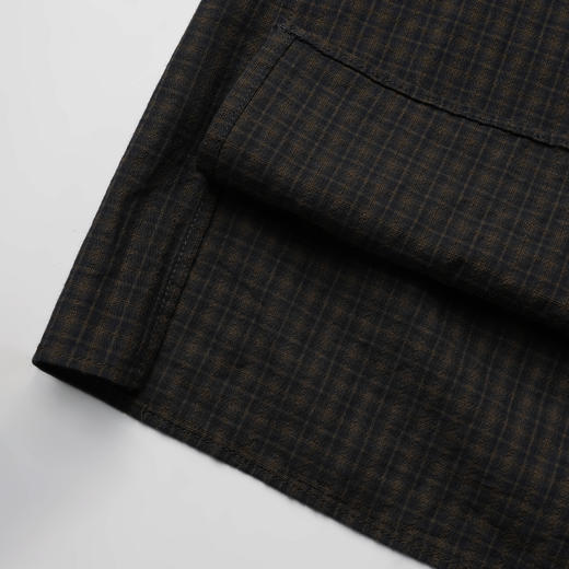 ROMI STUDIO“美式复古”100棉细格纹磨毛洗水做旧宽松衬衣431C1050 商品图3