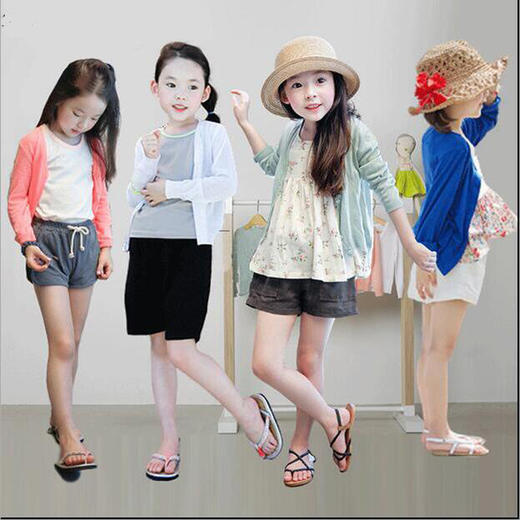 儿童开衫防晒服空调衫纯色冰爽棉海边沙滩薄款_ym 商品图1