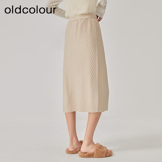 oldcolour2023春新款米色复古直筒简约休闲时尚半身裙女O12063260 商品图4