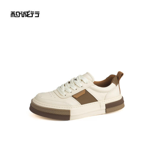 和诚行 2024秋冬新款真皮百搭厚底德训鞋男士时尚休闲板鞋0551161 商品图1