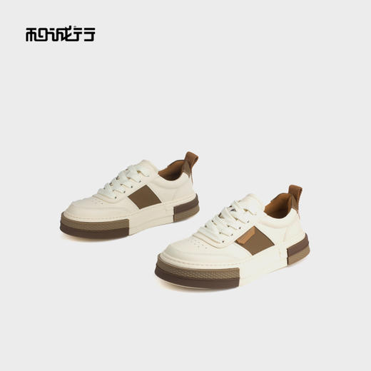 和诚行 2024秋冬新款真皮百搭厚底德训鞋男士时尚休闲板鞋0551161 商品图3