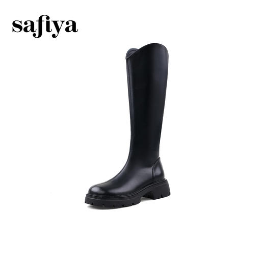 Safiya/索菲娅2024冬 小个子增高厚底粗跟不过膝显瘦高筒骑士靴  SF44117018 商品图10