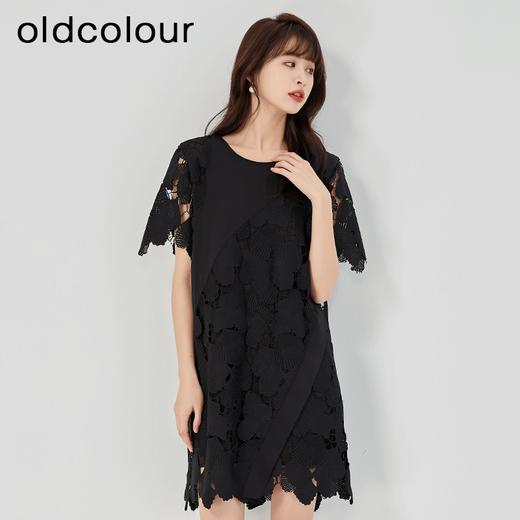 oldcolour2023夏新款黑色设计感小众蕾丝薄款短款连衣裙O22101260 商品图3