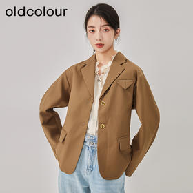 oldcolour2023春季新款卡其色小个子休闲短款西装外套女O11048102