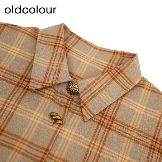 oldcolour格子衬衫秋季新款宽松显瘦长袖通勤上衣女O33013323 商品图4