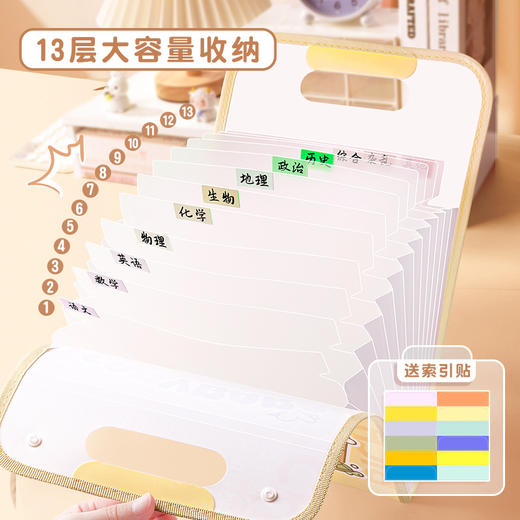 【13格分类！轻松装包收纳】多功能学童专用收纳袋，试卷分类收纳更方便，防水易清洗，13格大容量，防止试卷掉落，可爱卡通封面，科目分类神器，超爆款热销！ 商品图1
