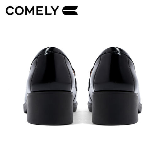 康莉KYQ2K520乐福鞋秋季新款时尚马衔扣粗跟增高英伦一脚蹬通勤女鞋 商品图3