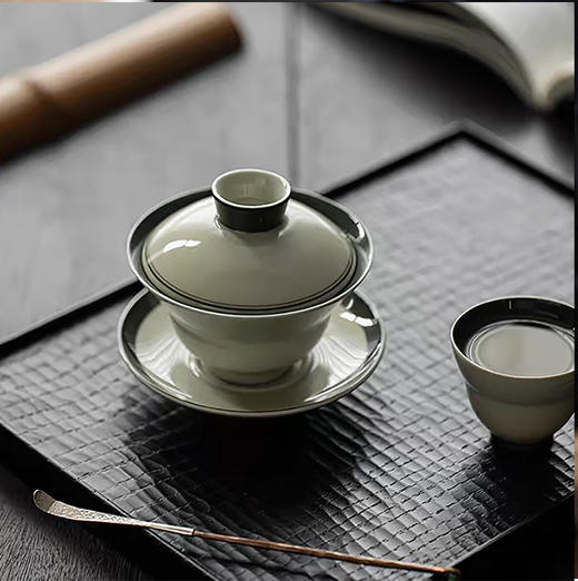 沁茶悦旅丨玄纹绿葫芦 三才盖碗 茶具 125ml  商品图1