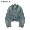 oldcolour秋季新款时尚复古水洗翻领短款牛仔外套女P320413A1 商品缩略图0